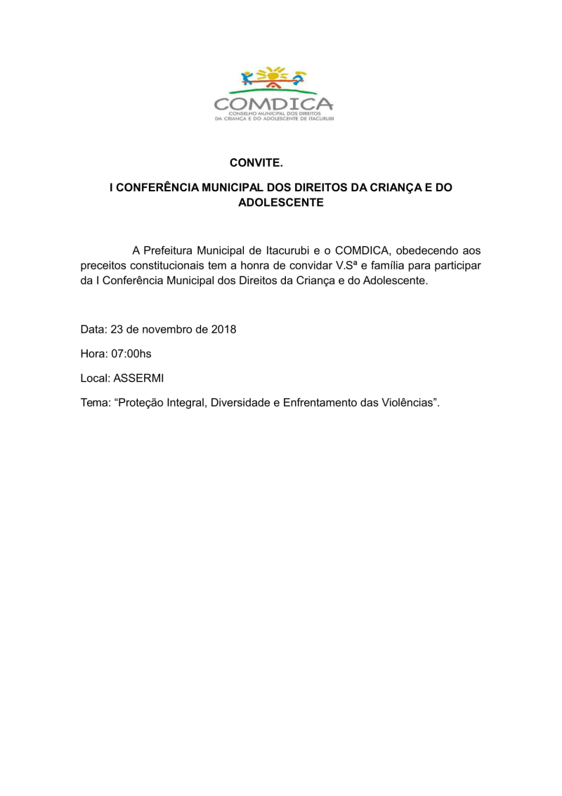 Conferência Municipal da Criança e do Adolescente.